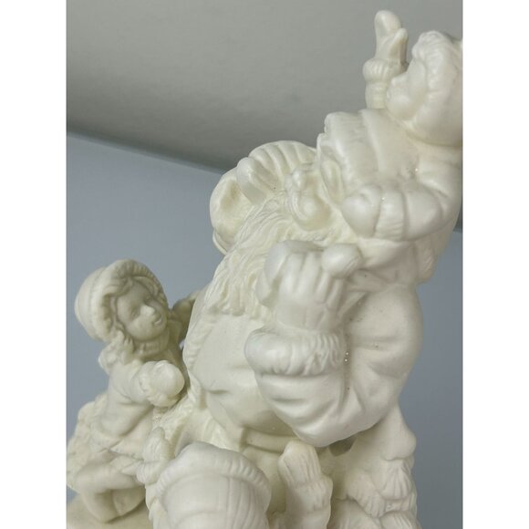 Vintage White Bisque Santa with Children Musical Figure Here Comes Santa Claus - Picture 12 of 12